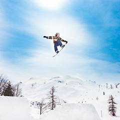 Image showing Free style snowboarder