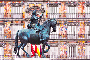 Image showing Statue of King Philips III, Plaza Mayor, Madrid.