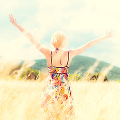 Image showing Woman enjoying the nature.