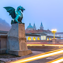 Image showing Dragon bridge (Zmajski most), Ljubljana, Slovenia.