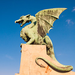 Image showing Famous Dragon bridge in Ljubljana