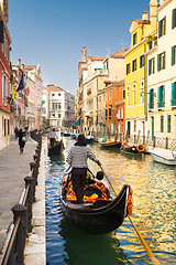 Image showing Gondolas on canal in Venice, Italy