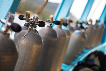 Image showing Oxigen tanks for scuba diving.