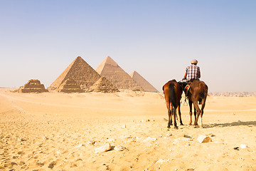 Image showing Great pyramids in Giza valley, Cairo, Egypt