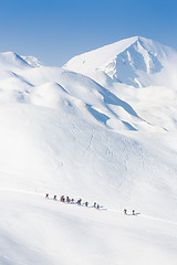 Image showing Group of touring skiers.