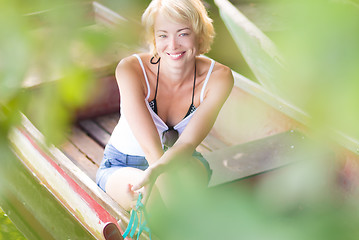 Image showing Woman enjoing the sunny summer day,