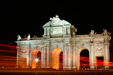 Image showing Puerta de Alcala, Madrid, Spain at night.