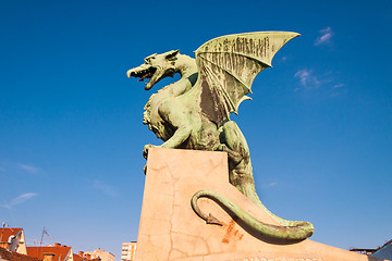 Image showing Famous Dragon bridge in Ljubljana