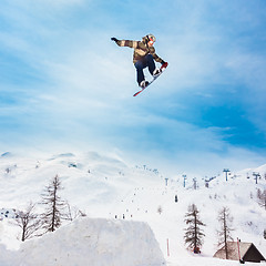 Image showing Free style snowboarder