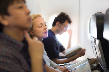 Image showing People flying by plane.