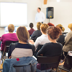 Image showing Academic professor lecturing at the faculty.