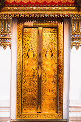 Image showing Traditional Thai tample golden door.