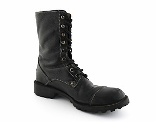 Image showing Army style black leather boot