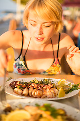 Image showing Woman eating healthy food.