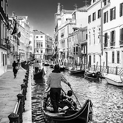 Image showing Gondolas on canal in Venice, Italy