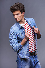 Image showing Male fashion model with modern haircut