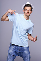 Image showing Fashion man pointing at himself