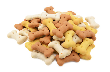 Image showing Mixed dried dog biscuits, isolated on a white background