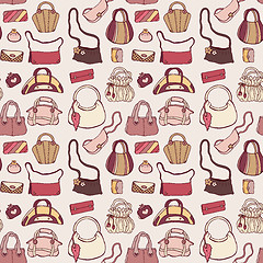 Image showing Women handbags. Seamless pattern.