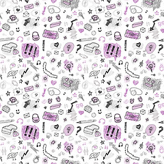 Image showing Accessories. Hand drawn seamless pattern.