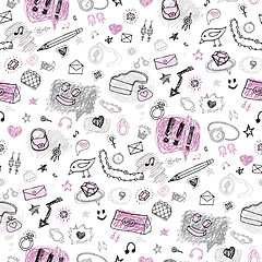 Image showing Accessories. Hand drawn seamless pattern.