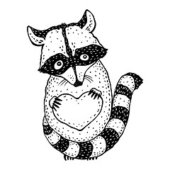 Image showing Raccoon carrying a heart.