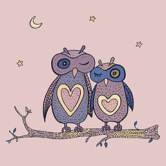 Image showing Two cute decorative owls.
