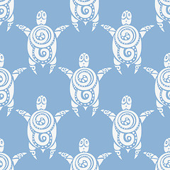 Image showing Sea Turtles.  Seamless Vector pattern.