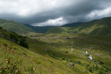 Image showing Hiking in mountains