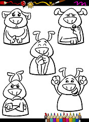 Image showing dog emotion set cartoon coloring book