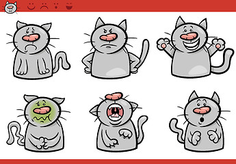 Image showing cat emotions cartoon illustration set