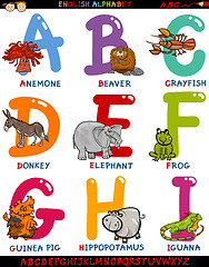 Image showing cartoon english alphabet with animals