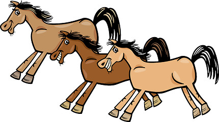 Image showing horses or mustangs cartoon illustration