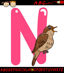 Image showing letter n for nightingale cartoon illustration