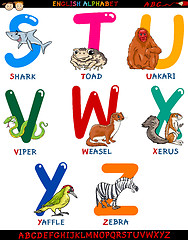 Image showing cartoon english alphabet with animals