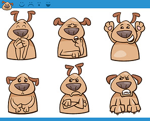 Image showing dog emotions cartoon illustration set