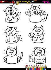 Image showing cats emotion set cartoon coloring book