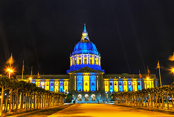 Image showing San Francisco city hall at night time