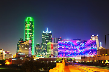 Image showing Dallas cityscape at the night time