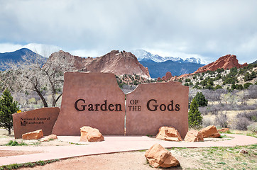 Image showing Garden of the Gods sign in Colorado Springs