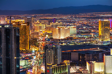 Image showing Overview of downtown Las Vegas in the night 