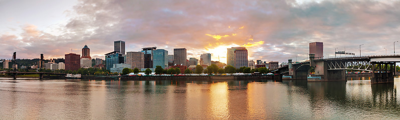 Image showing Downtown Portland cityscape in the evening