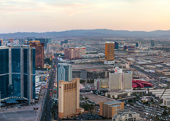 Image showing Overview of downtown Las Vegas in the evening