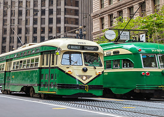 Image showing Street of San Francisco with an old fashioned trams