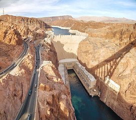 Image showing Aerial view of Hoover dam
