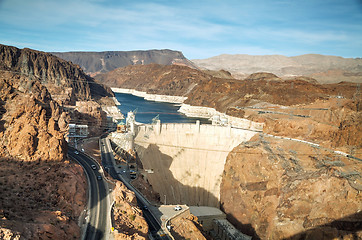 Image showing Aerial view of Hoover dam