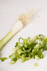 Image showing Diced fresh leeks