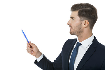 Image showing Stylish young businessman doing a presentation