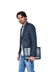 Image showing Handsome stylish man carrying a briefcase
