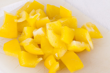 Image showing Pile of Chopped Yellow Pepper